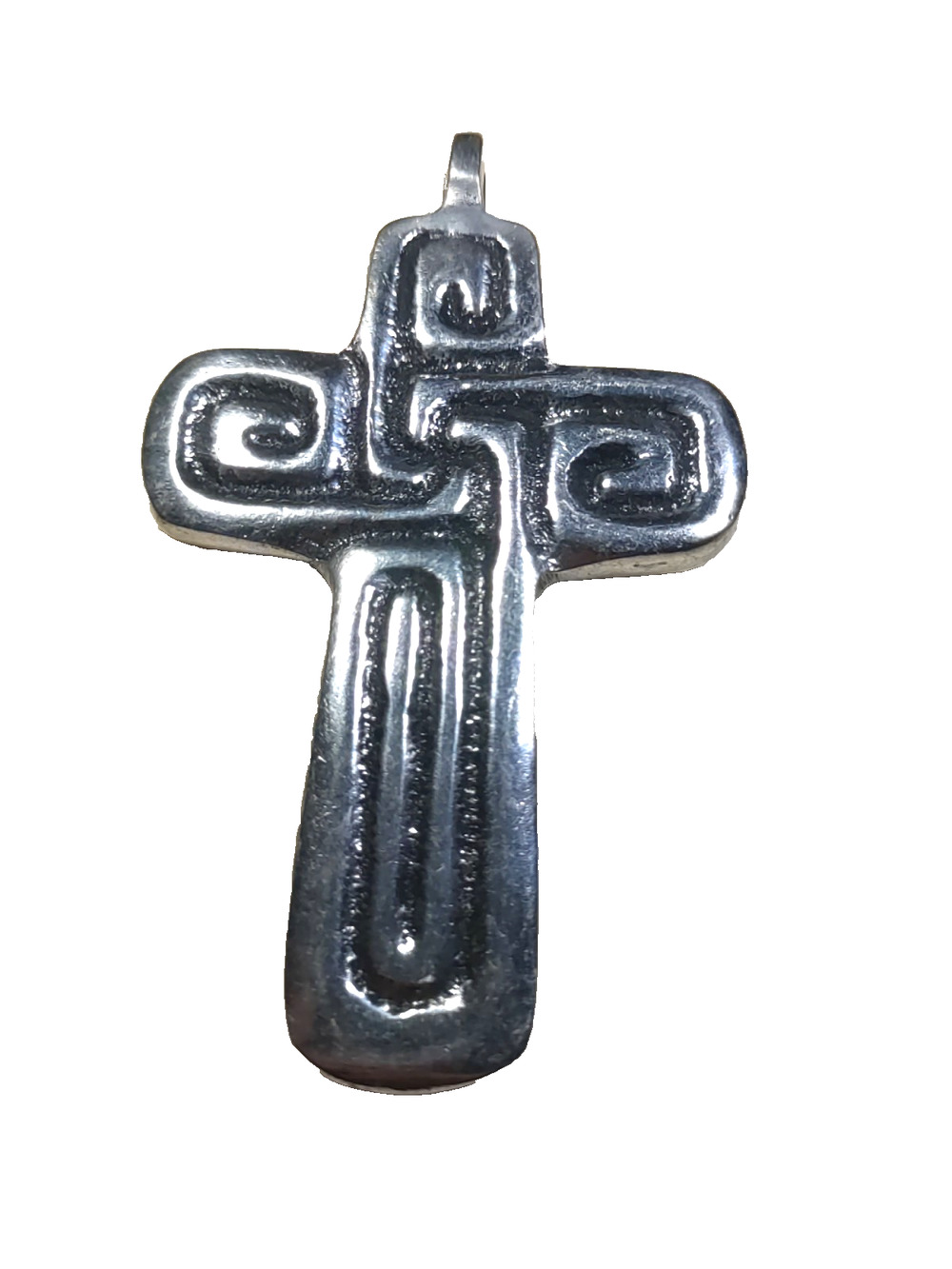 Metal Cross Hand Forged In Mexico Brutlist Style Silver Tone.